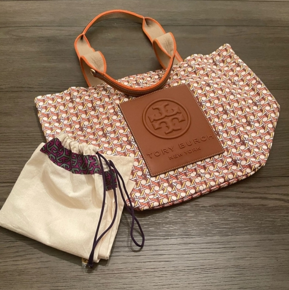 Tory Burch canvas/leather tote bag